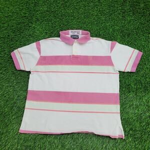 Vintage Chesterfield Stripes Polo Shirt Womens L 20x22 Pink